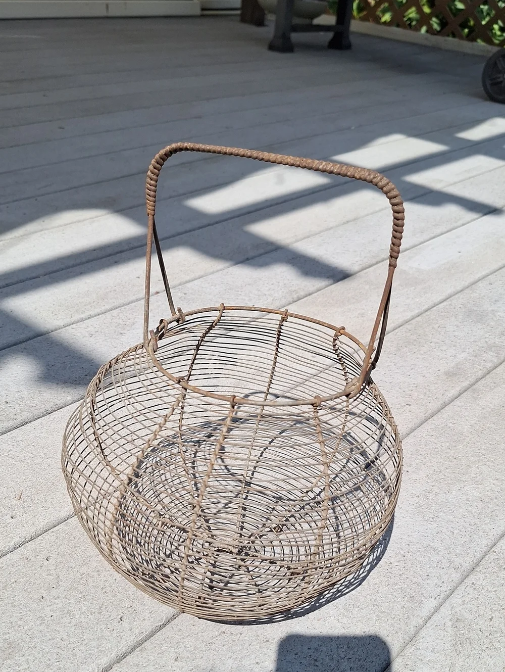 Large vintage french wire Egg Basket. Kitchen Storage & Decoration